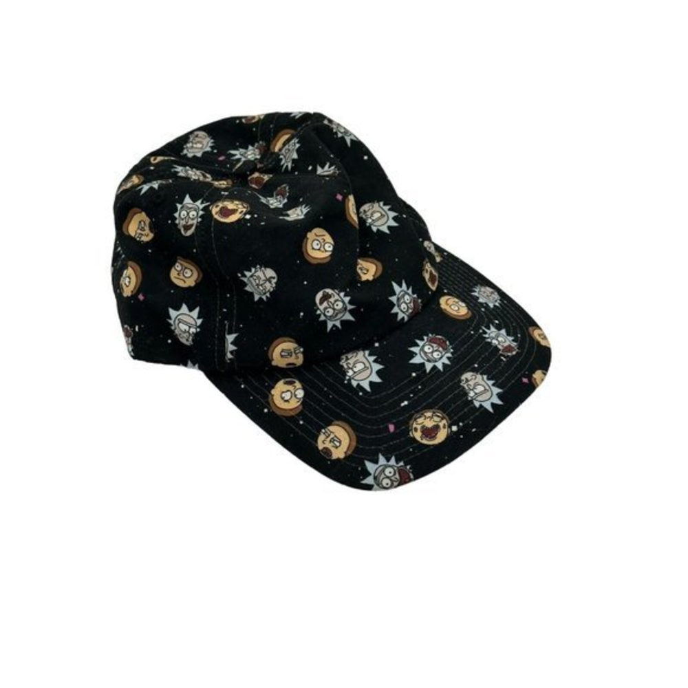 Bioworld Rick‎ & Morty Snap Back Hat Cap Black All Over Print Adult One Size